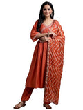 Libas Gerua Women's Silk Blend Kurta Sets (35611_Rust