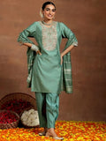Libas Women'S Silk Blend Kurta Set (Gs939_Green Green L