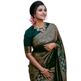 Flosive Womens Present Banarasi Soft Lichi Silk Saree Beautiful Jacquard Rich Pallu Design Work Zari Woven Kanjivaram Silk Style