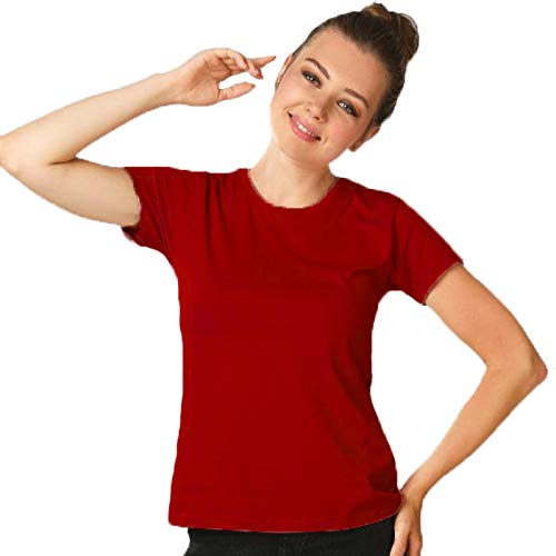 Anni Desinger Women'S Red Pure Cotton Regular Fit T-Shirt (Girl T Shirt Red_L),Red,L