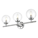 Living District Ingrid 3-Light Iron & Glass Bath Sconce In Chrome And Clear