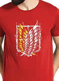 Adro Mens Attack On Titan Cotton T-Shirt (S, Red)