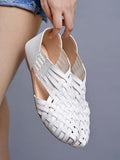Shoetopia Women'S White Woven Ballerina Flats Ethnic Style Comfortable Slip-On Juttis With Closed Toe For Casual & Festive -Eu42,White,9,B0DK7BQ33J
