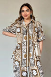 Leriya Fashion Women'S Rayon Printed Regular Dress (Lf-W2192&Tr1150_Brown,BrownApparel,S