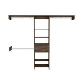 Tuhome Manchester 250 Closet System, Five Open Shelves, One Drawer, Three Metal Rods -Dark Walnut
