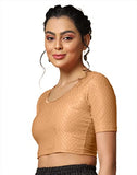 Toplot Cotton Blend Lycra Stretchable Round Neck Blouses For Women Readymade (Blouse-5058-Cream-32),Beige,32,B0BX5TLY3Z