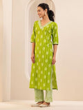 Libas Women'S Cotton Kurta Set (400626_Green 1_L)