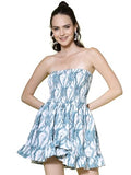 Oomph! Women'S Western & Fusion Wear Smocked Mini Dress For Women Western Blue - Md938,Teal BlueApparel,XL