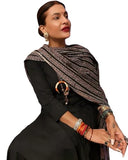 Gosriki Women'S Rayon Viscose Anarkali Solid Kurta With Pant & Dupatta (Avantika Black-Vks01-Gs_L_Black_Large),Black,,B0DXKXZBV2
