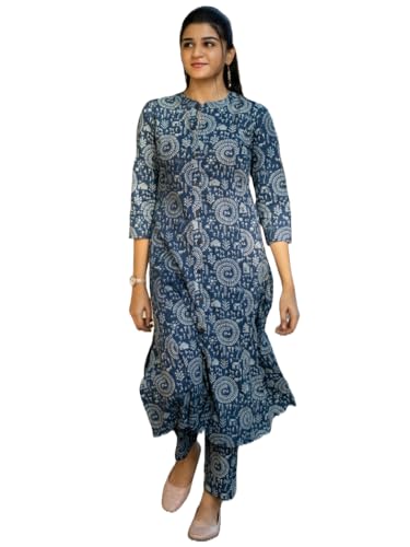 Gosriki Women'S Rayon Blend Straight Printed Kurta With Pant (Malvina Blue-Vks01-Gs_S_Blue_Small),Blue,,B0DFPXFQXG