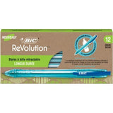 BIC BICBPRR11BE 1 mm Revolution Ocean Retractable Medium Ballpoint Pen Blue Pack of 12