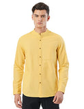 FYLTR Men's Solid Slim Fit 100% Cotton Linen Look Casual Shirt,Og Orange