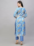 Anni Designer Women'S Cotton Blend Straight Printed Kurta With Pant (Uop Sky Blue_S_Sky Blue_Small),Sky Blue,S,Cotton Blend,Straight,