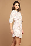 Leriya Fashion Western Dress for Women || Rayon Marble Printed Short Dresses for Women || Front Plated Neck with Buckle || Casual || Office || Summer Wear Dress for Girls (X-Large Pink),Pink