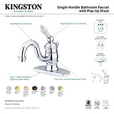 Kingston Brass Kb3407Pl Victorian 4-Inch Centerset Lavatory Faucet, Brushed Nickel With Porcelain Lever Handle And Polished Chro