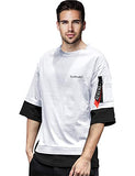 Eyebogler Loose Fit White Large Size T-Shirt For Men(L-T322-Whbl)