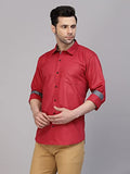 Lookmark Men'S Cotton Blend Stitched Solid Full Sleeve Shirt(New-Shirt 06-S) Red