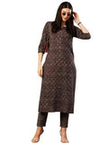 Gosriki Women'S Cotton Blend Straight Printed Kurta With Pant (Lupar Blue-Gs_M_Blue_Medium),Blue,,B0CTCK43TL