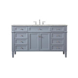 Elegant Decor Park Avenue 60 Metal Mdf Marble Single Bathroom Vanity In Gray