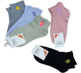 WomenS Cotton Ankle Length No Show Low Cut Socks Solid Multi Color Free Size 5 Pairs