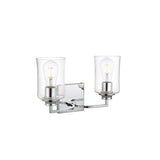 Living District Ronnie 2-Light Iron & Glass Bath Sconce In Chrome/Clear