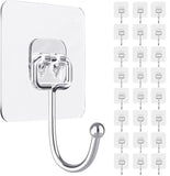 PapaPick Adhesive Wall Hook, Set Heavy-Duty Thickened self-Adhesive Hook,24Pcs,44lb max Loading,Transparent, Waterproof, Bathroo