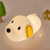 S NMT Cute Dog Silicone Night Light for Kids Room, 7 Colors Changing Nursery Sleeping Lamp, 3 Level Brightness Beside Table Lamp