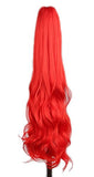 Yuehong Long Wavy 21 Colorful Clip In/On Hair Extensions Piece Curly Claw Ponytail wig (Red)