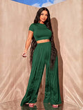 Kotty Women'S Solid Co-Ord With Trousers(Green,M)