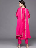 Gosriki Women'S Silk Blend Embroidered Straight Kurta With Pant & Dupatta (Lissy-New-Pink-S-Go_Pink_Small),Pink,,B09TB5BJJ9