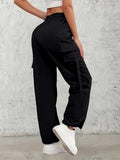 LERIYA FASHION Women's High Waist Wide Leg Trousers | Casual & Formal Pants for Women |Loose Fit Track Pants | Gymwear | Cargo Pants | Elegant Office Wear | Stylish Jeans Look (LF-TR1201-S-BLACK),Black
