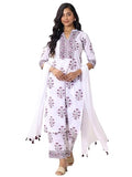 Libas Women'S Cotton Blend Kurta Sets (99542_White_M)