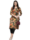 Anni Designer Women'S Cotton Blend Straight Printed Kurta With Pant (Jabala Black_Xl_Black_X-Large),Black,XL