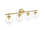 Living District Ingrid 4-Light Iron & Glass Bath Sconce In Brass And Clear