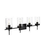 Living District Benny 4-Light Iron & Glass Bath Sconce In Black/Clear