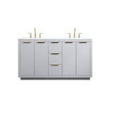 Elegant Decor Blake 60 Aluminum Alloy Mdf Double Bathroom Vanity In Gray