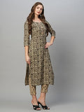 Gosriki Women'S Cotton Blend Straight Printed Kurta With Pant Set (Bhati-Beige-Gs_Xxl_Beige_Xx-Large),Beige,2,B0CFFGWS1P