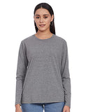 Enamor Essentials E057 Slim Fit Cotton Long Sleeve Crew Neck Tee For Women(E057-Mediumgrey Melange-Xl)
