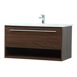 Elegant Decor Roman 36 Aluminum Alloy Mdf Single Bathroom Vanity In Walnut