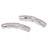 50pcs Beautiful Flower Large Hole Tube Beads 18mm Spacer Connector Sterling Silver Plated Brass for DIY Craft Jewelry Making CF1