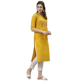 Sanisa Women'S Embroidery Ruby Slub Kurta (409K4002N-Xxl_Yellow)