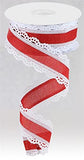 Craig Bachman 1.5 Scalloped Edge Ribbon: 10 Yards (White, Red, 1.5 Inch) Craft Floral Arrangement Gift Wrapping Wired Edge Ribbo