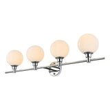 Living District Cordelia 4-Light Iron/Glass Bath Sconce In Chrome/Frosted White