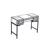 Elegant Decor Beau 42 Metal And Mdf Mirrored Flip Top Vanity Table In Black