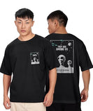 Kyda Men'S Oversized 100% Cotton Round Neck Front And Back Printed Tshirt (Pack Of 1),Black 1Apparel,L