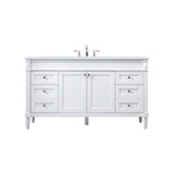 Elegant Decor Indoor Modern Under Sink Bathroom Fixtures Storage Organizer Cabinet 60 Inch Single Bathroom Vanity - White