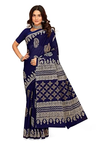 Tamaira Fashion Women's Plain Cotton Saree (2508_IndigoBlue_Indigo Blue)