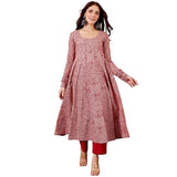Gosriki Women'S Rayon Viscose Anarkali Printed Kurta With Pant (Grusha Red-Gs_M_Red_Medium),Red,,B0DX24M7VV