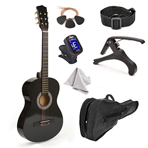 30 Wood Guitar with Case and Accessories for Kids/Girls/Boys/Beginners (Black)