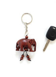 FUKREY Original Red Sandalwood Elephant Keychain Lal Chandan Wooden Key Ring for Men & Women | Handcrafted Elephant Key Chain fo